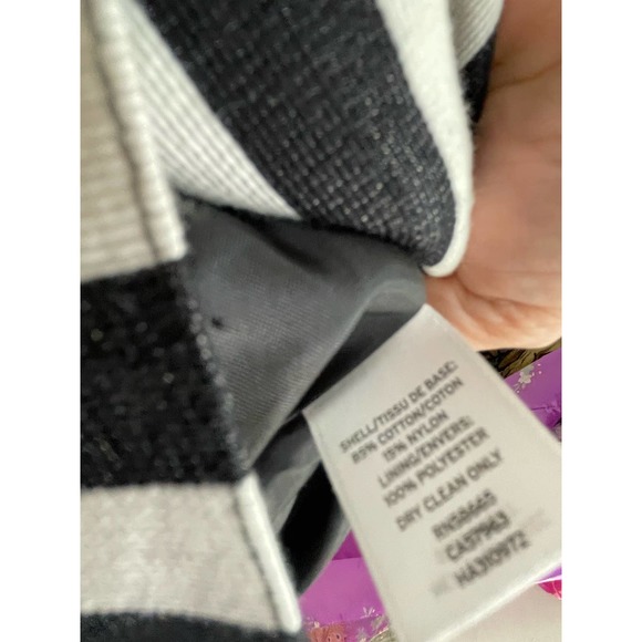 Halogen Womens Long Jacket Coat Duster Black White Stripe Zip Front Sz XS Shift - Picture 14 of 16